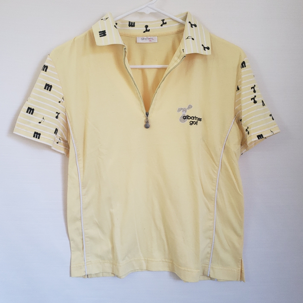 Albatross Golf Yellow Short-Sleeve Polo Zip Up Shirt